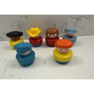 Vintage Fisher Price Chunky Little People 90's Lot of 6 Cowboy Train Police Girl